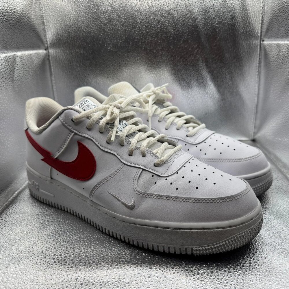 Size 12 Nike Air Force 1 LV8 Euro Tour White Red Mens Lace-Up Sneaker CW7577-100
